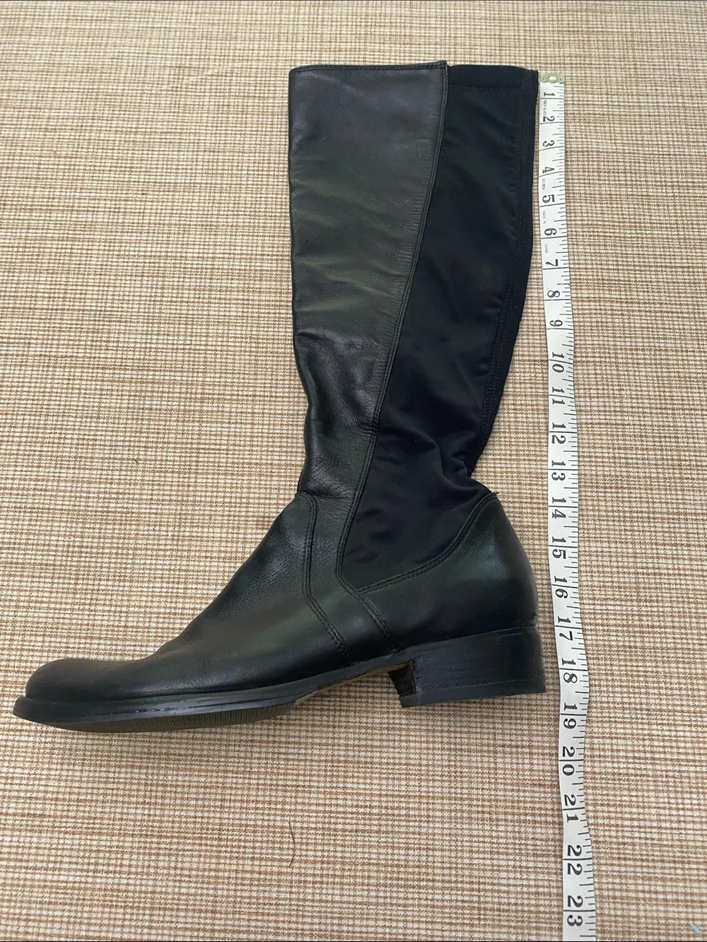 Corso Como Black Leather and Stretch Panel Knee Boots